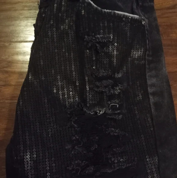 Material Girl Black Sequined Jeans - Picture 5 of 6